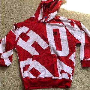 adidas hoodie red and white